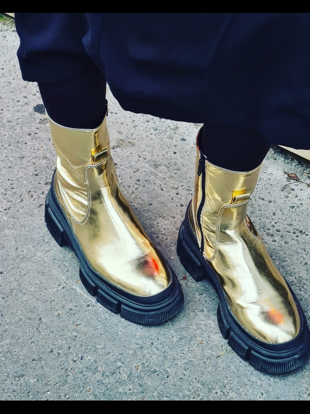Zara Metallic Gold Platform Chelsea Boots - Picture 7 of 10